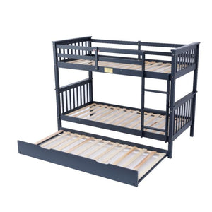 Wooden Zoom Detachable Bunk Bed With Trundle - Available in Grey Or White