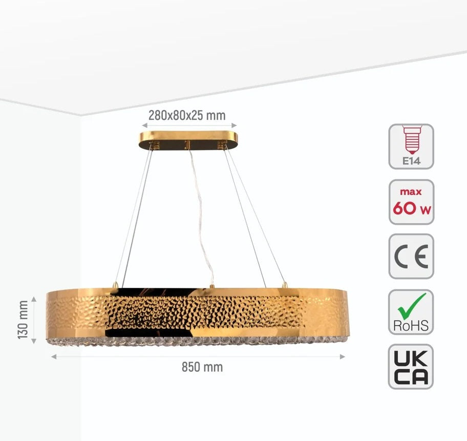 Jupiter Ball Crystal Gold Metal Chandelier Ceiling Light E14 - 2 Size Options Round or Island