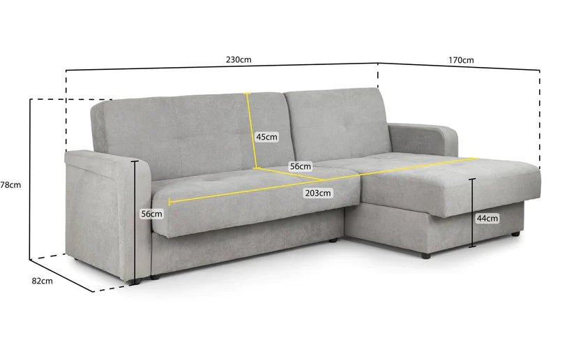 Kair SofaBed - Grey, Plush Yellow, Plush Blue, Plush Green, Plush Teal - Available in Universal Corner