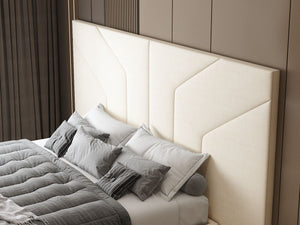 Gianni Cream Wide Hotel Bed With Drawers - Available in Double & KingSize