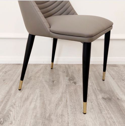 Titus 1.4 Black Dining Table with Sintered Stone Top (ash Grey, Polar White) & Alba Leather Dining Chair (Grey, Tan or Khaki)