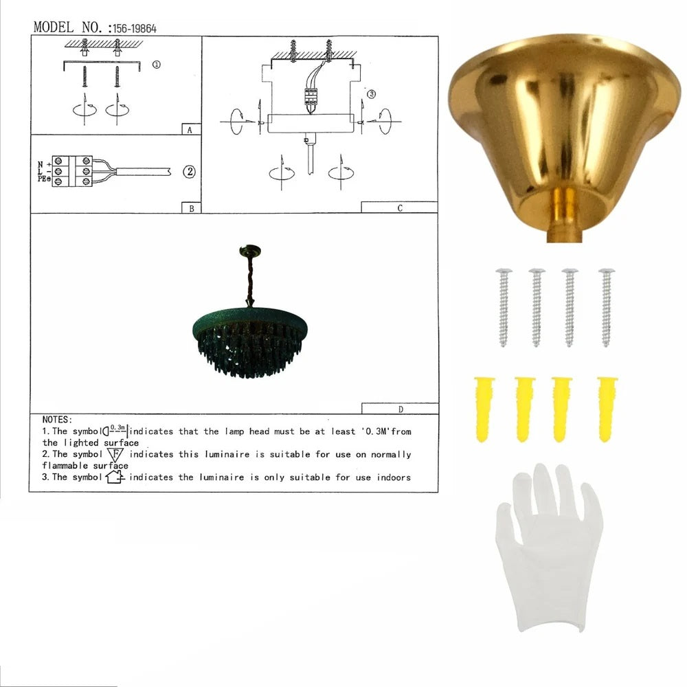 Mars Gold Antique Brass Metal and Crystal Chandelier Ceiling Light E14 Small, Medium or Large - 3 Sizes Available