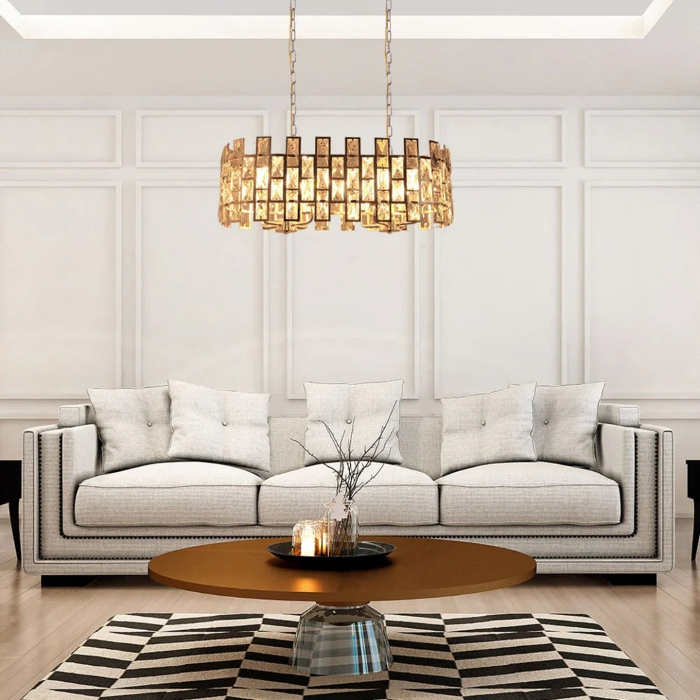 Saturn Coffin Stone Gold Metal Castle Type Chandelier Ceiling Light E14 Round or Island - Round 580 mm.  - Island or Round Shaped - 2 Size Options