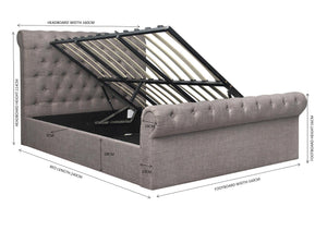 Zurich Sleigh Bed Grey - Small Double 4Ft, Double 4"6Ft & KingSize 5Ft Available