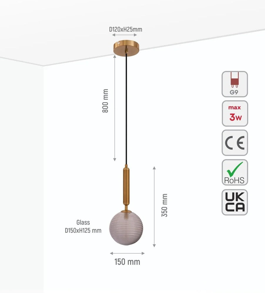 Uranus Chandelier Ceiling Light Pyramid Smoky Glass Gold Body 10xG9 - Minimal Striped Reeded Clear-Opal Globe Wall Light or a Beautiful Single Orb Ceiling LightAvailable