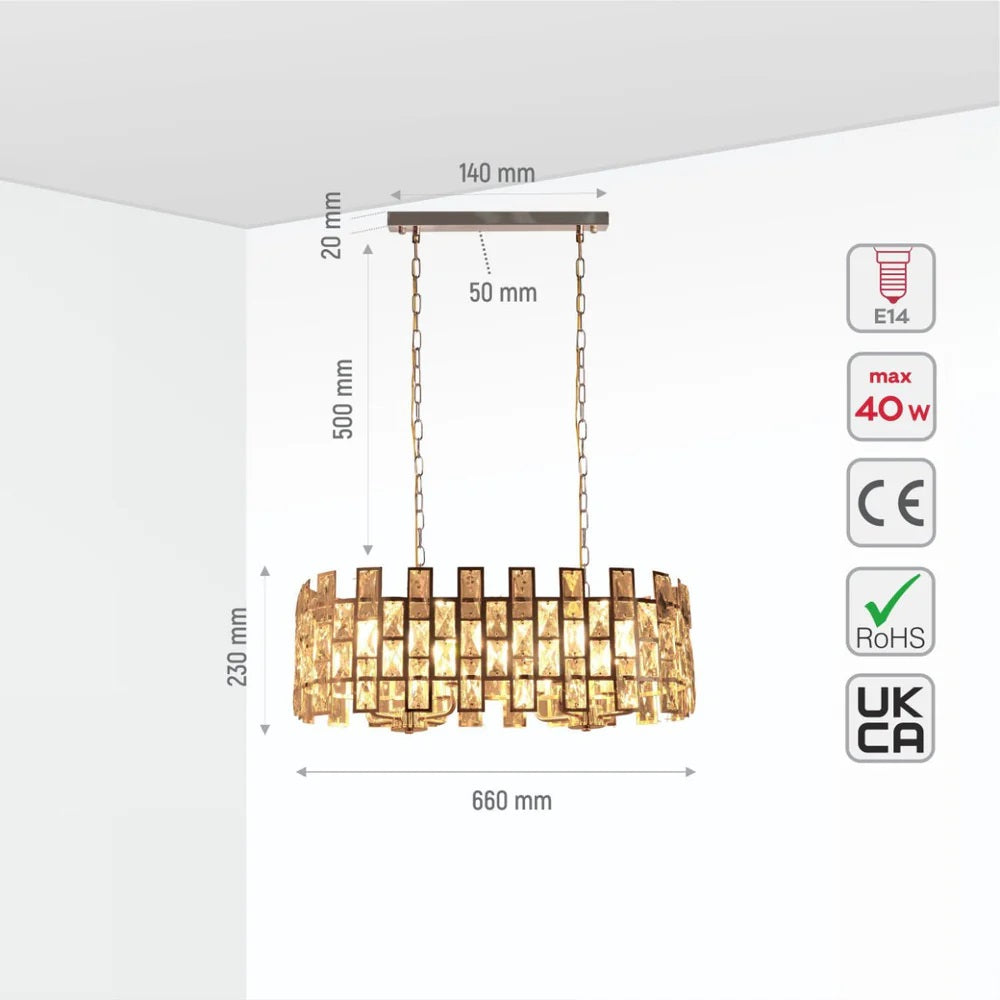 Saturn Coffin Stone Gold Metal Castle Type Chandelier Ceiling Light E14 Round or Island - Round 580 mm.  - Island or Round Shaped - 2 Size Options