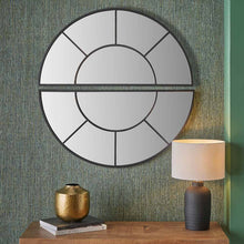 Load image into Gallery viewer, Black Metal 2 Half Moon Section Wall Mirror
