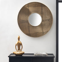 Load image into Gallery viewer, Antique Brass Metal Round Wall Mirror
