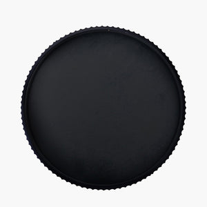 Black Metal Textured Edged Round Wall Mirror