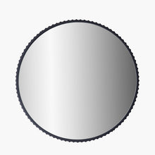 Load image into Gallery viewer, Black Metal Textured Edged Round Wall Mirror
