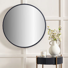 Load image into Gallery viewer, Black Metal Textured Edged Round Wall Mirror
