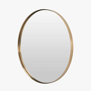 Brushed Gold Metal Slim Frame Round Wall Mirror Large