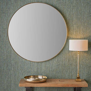 Brushed Gold Metal Slim Frame Round Wall Mirror Large