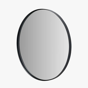 Black Metal Slim Frame Round Wall Mirror Medium