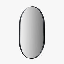 Load image into Gallery viewer, Oblong Black Metal Slim Frame Oval Wall Mirror
