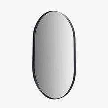 Load image into Gallery viewer, Oblong Black Metal Slim Frame Oval Wall Mirror
