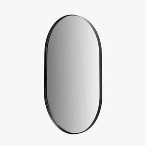 Oblong Black Metal Slim Frame Oval Wall Mirror