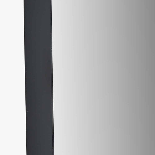 Oblong Black Metal Slim Frame Oval Wall Mirror