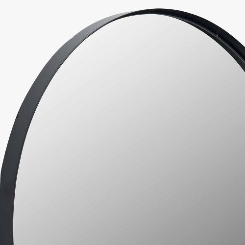 Oblong Black Metal Slim Frame Oval Wall Mirror