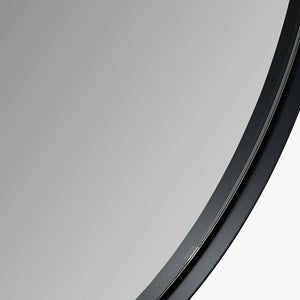 Oblong Black Metal Slim Frame Oval Wall Mirror