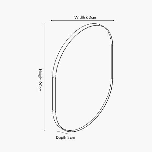 Oblong Black Metal Slim Frame Oval Wall Mirror