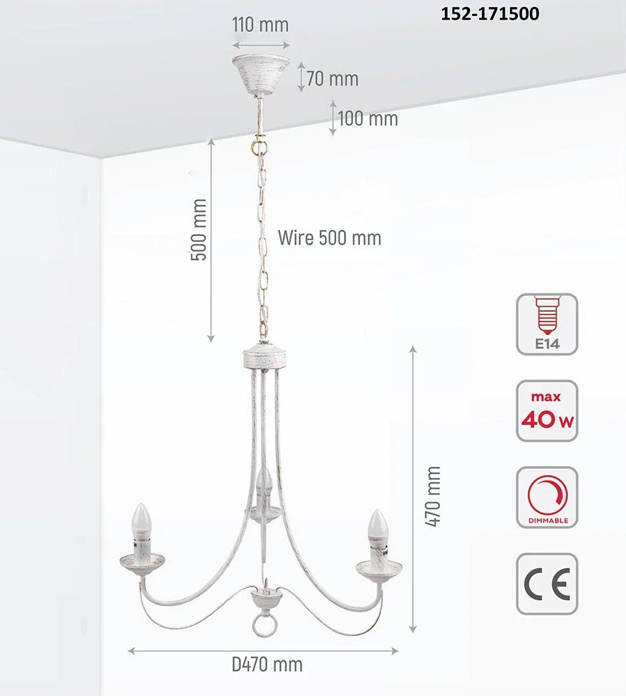 Orion Gold Brushed White Rice Minimalist Arm Candle Ceiling Chandelier Light - Wall Light Option - Available in 3, 5 & 8 Candle