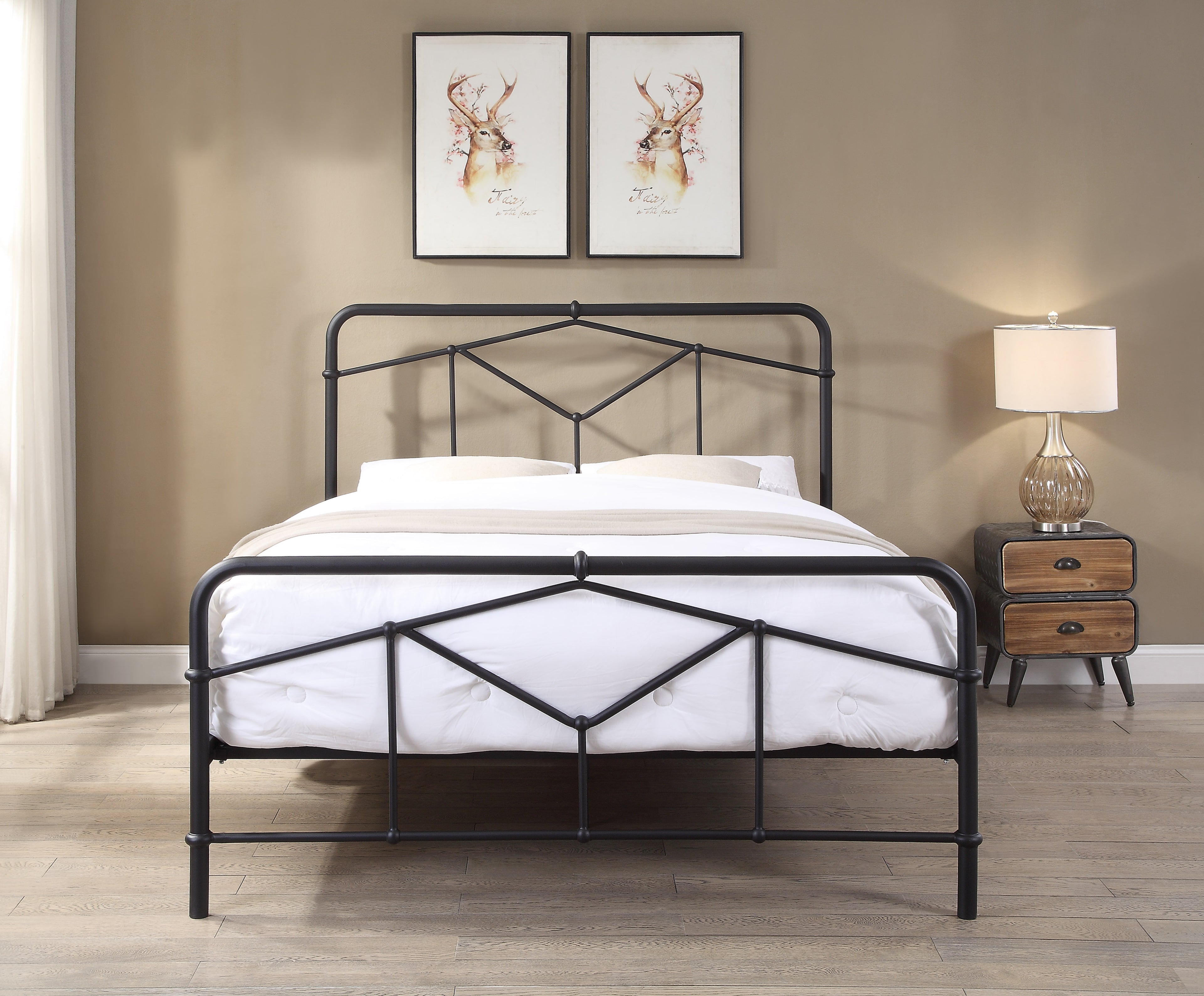 AXTON Metal Bed - Sand Blast Black Or Antique Bronze Finish - Available in Single, Double & Kingsizes