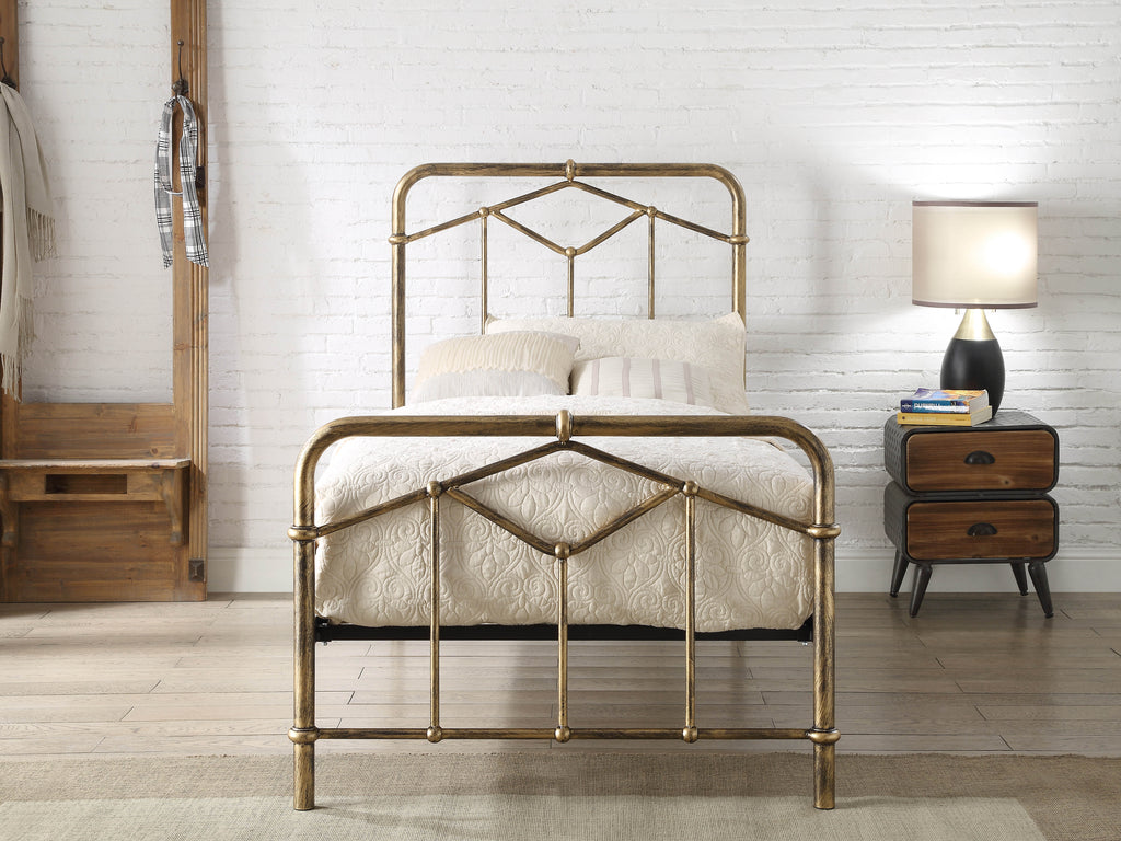 AXTON Metal Bed - Sand Blast Black Or Antique Bronze Finish - Available in Single, Double & Kingsizes