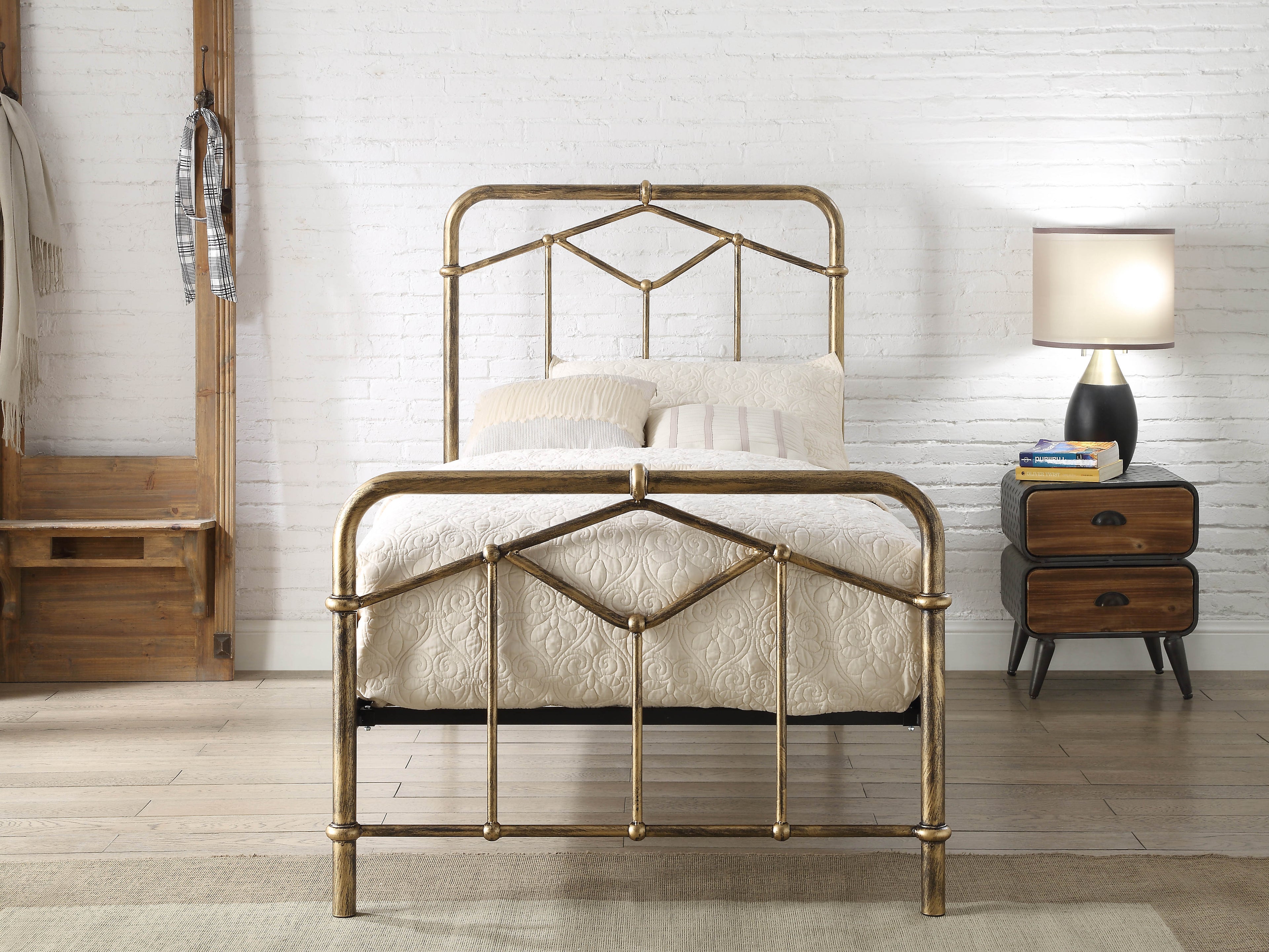 AXTON Metal Bed - Sand Blast Black Or Antique Bronze Finish - Available in Single, Double & Kingsizes