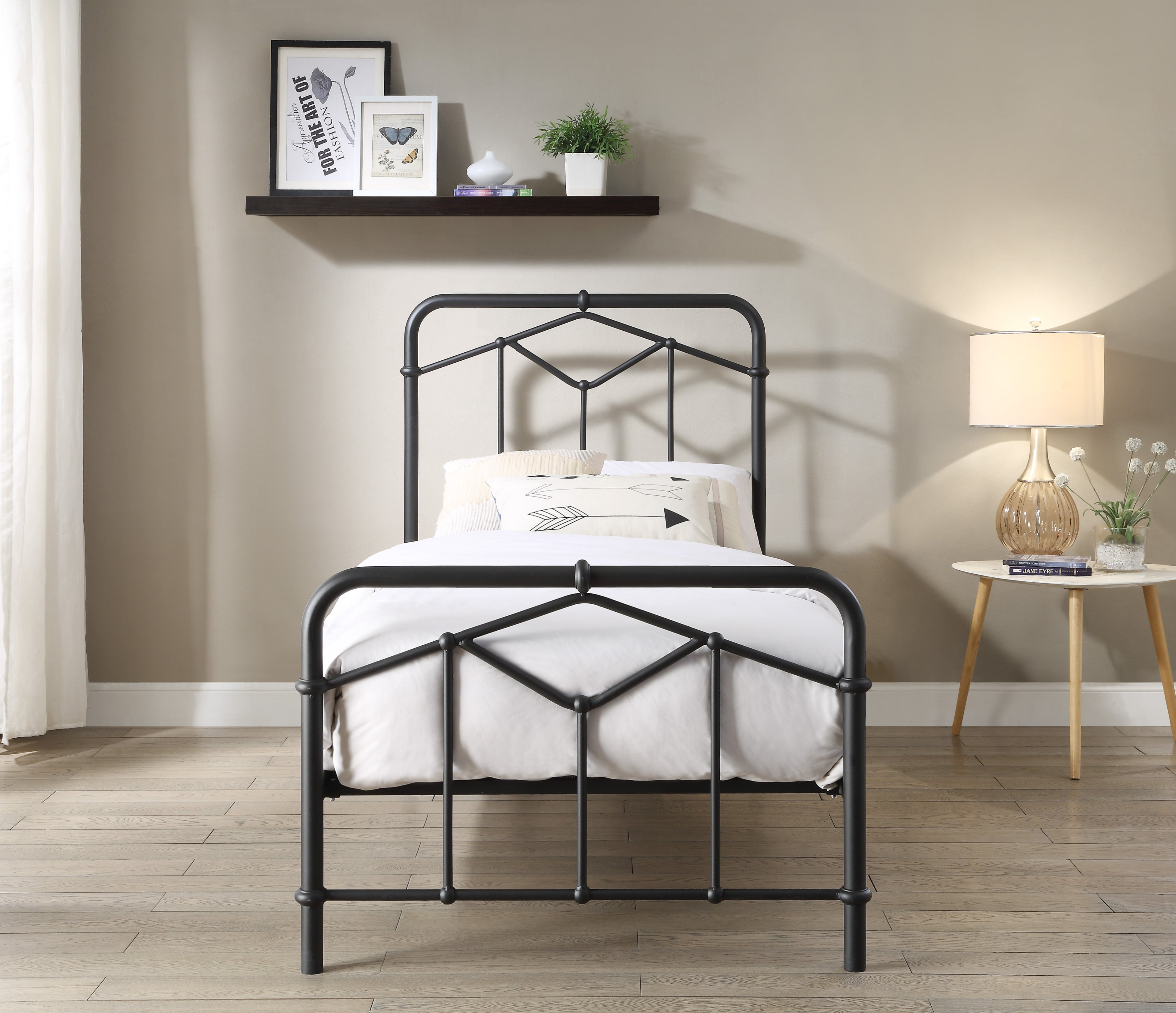 AXTON Metal Bed - Sand Blast Black Or Antique Bronze Finish - Available in Single, Double & Kingsizes