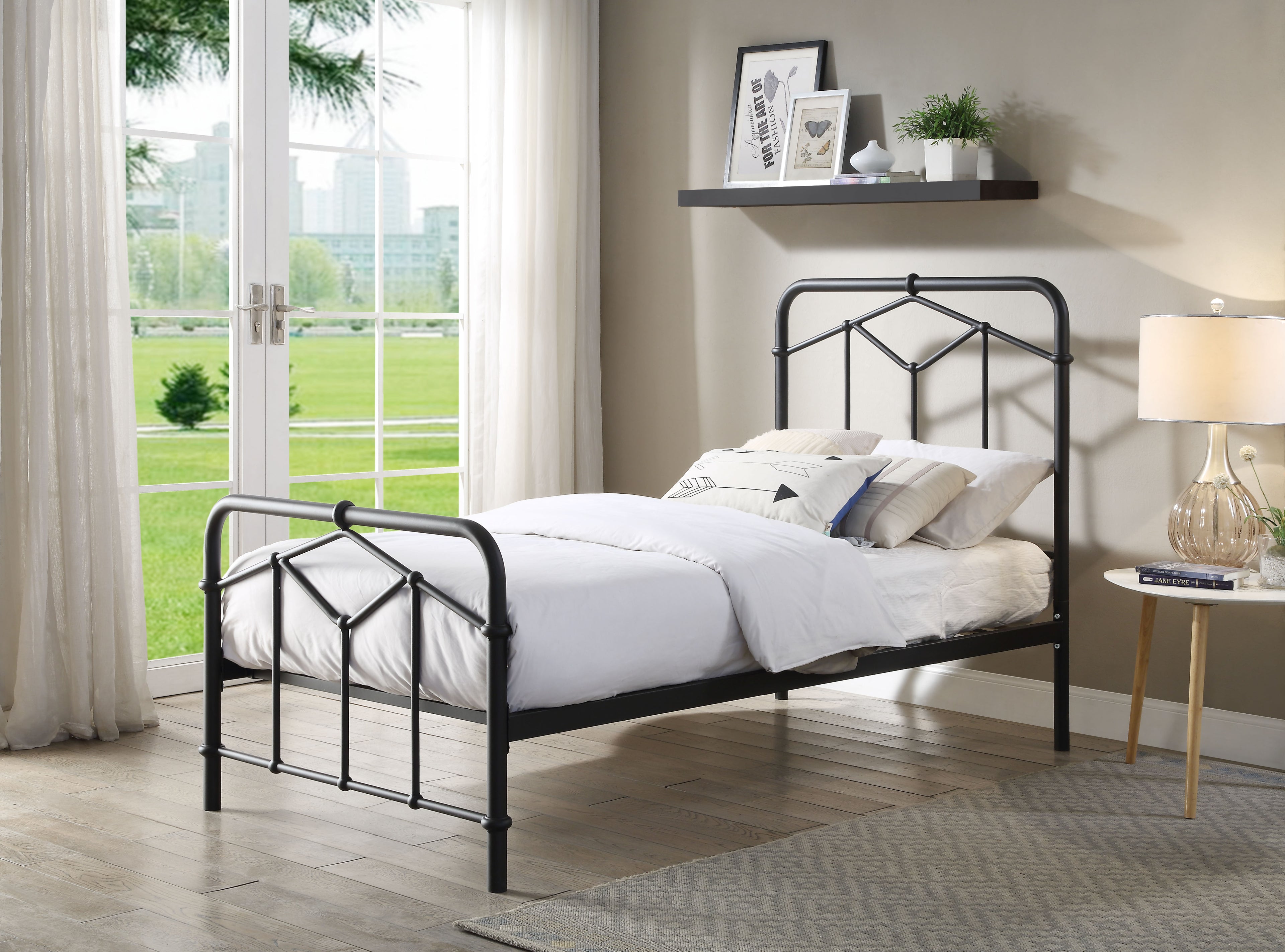 AXTON Metal Bed - Sand Blast Black Or Antique Bronze Finish - Available in Single, Double & Kingsizes