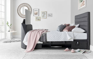 Appleton TV Storage Bed - Available in Grey or Slate - Double, KingSize & SuperKing Sizes