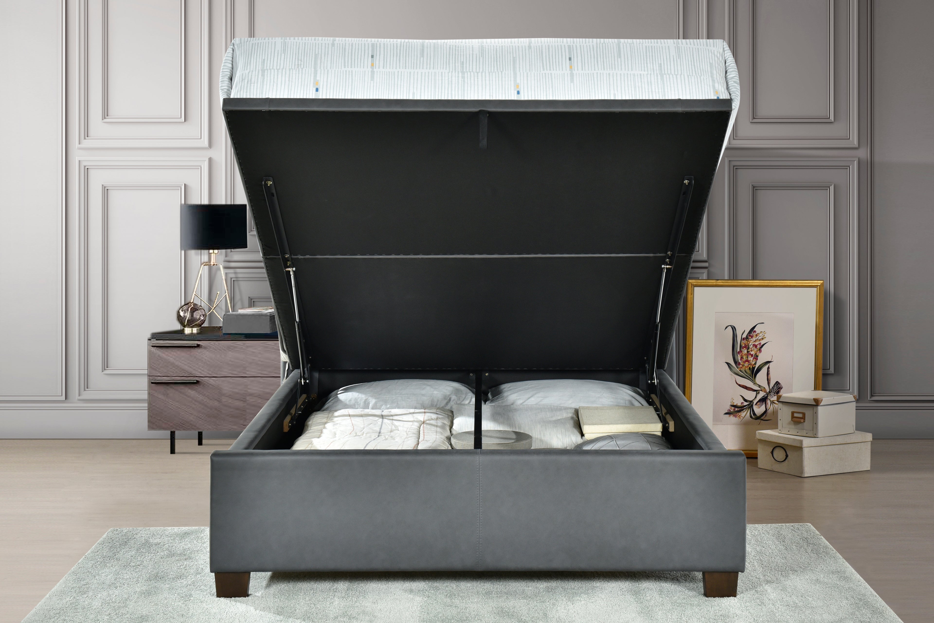 ASHLEIGH Bed Frame - FABRIC / PU Collection - Grey