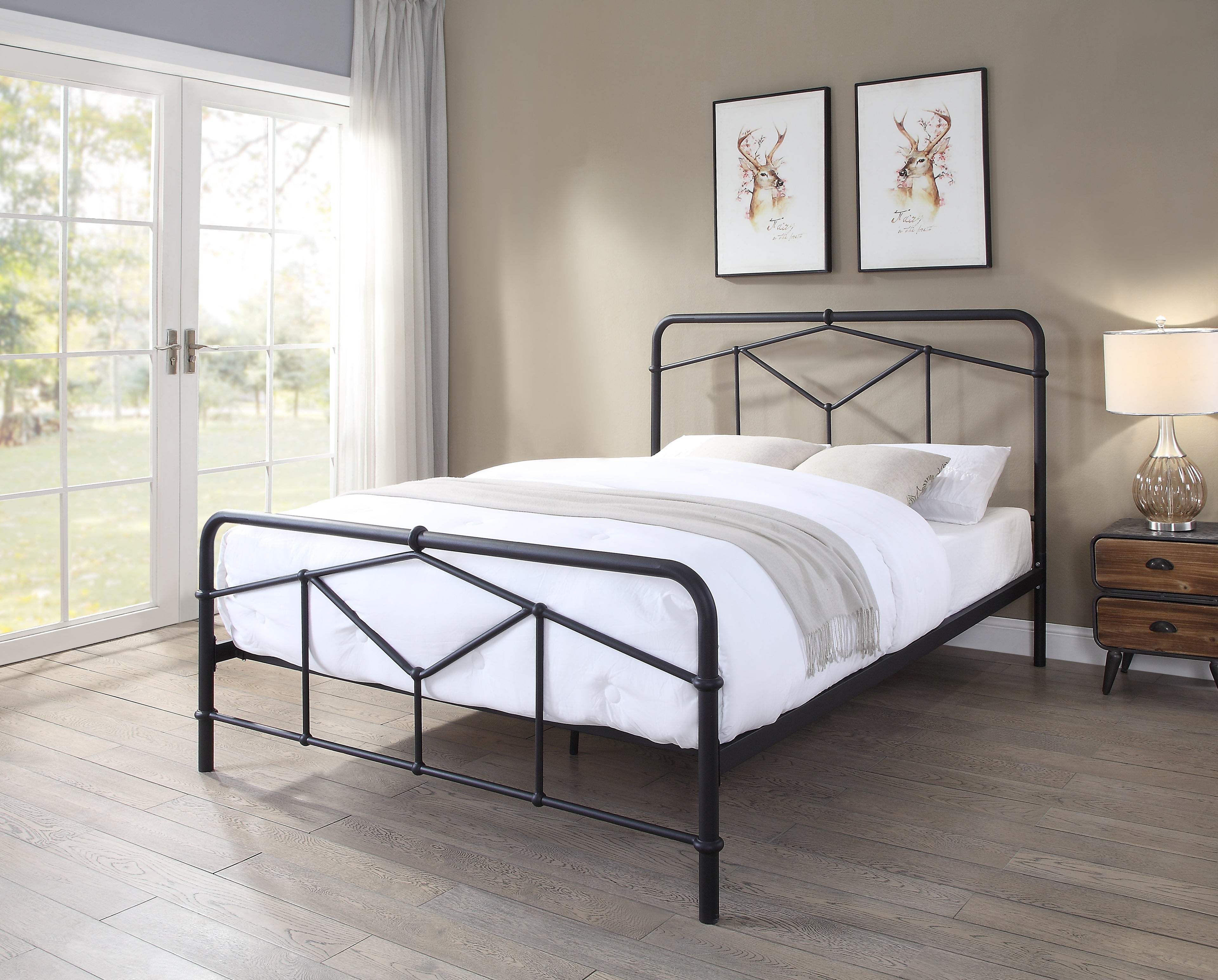 AXTON Metal Bed - Sand Blast Black Or Antique Bronze Finish - Available in Single, Double & Kingsizes