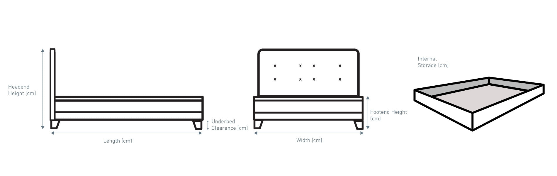 Gainford Standard Bed - Bolero Blue Steel, Mambo Stone Fabric or Bolero Natural - Available in Small Double, Double, KingSize