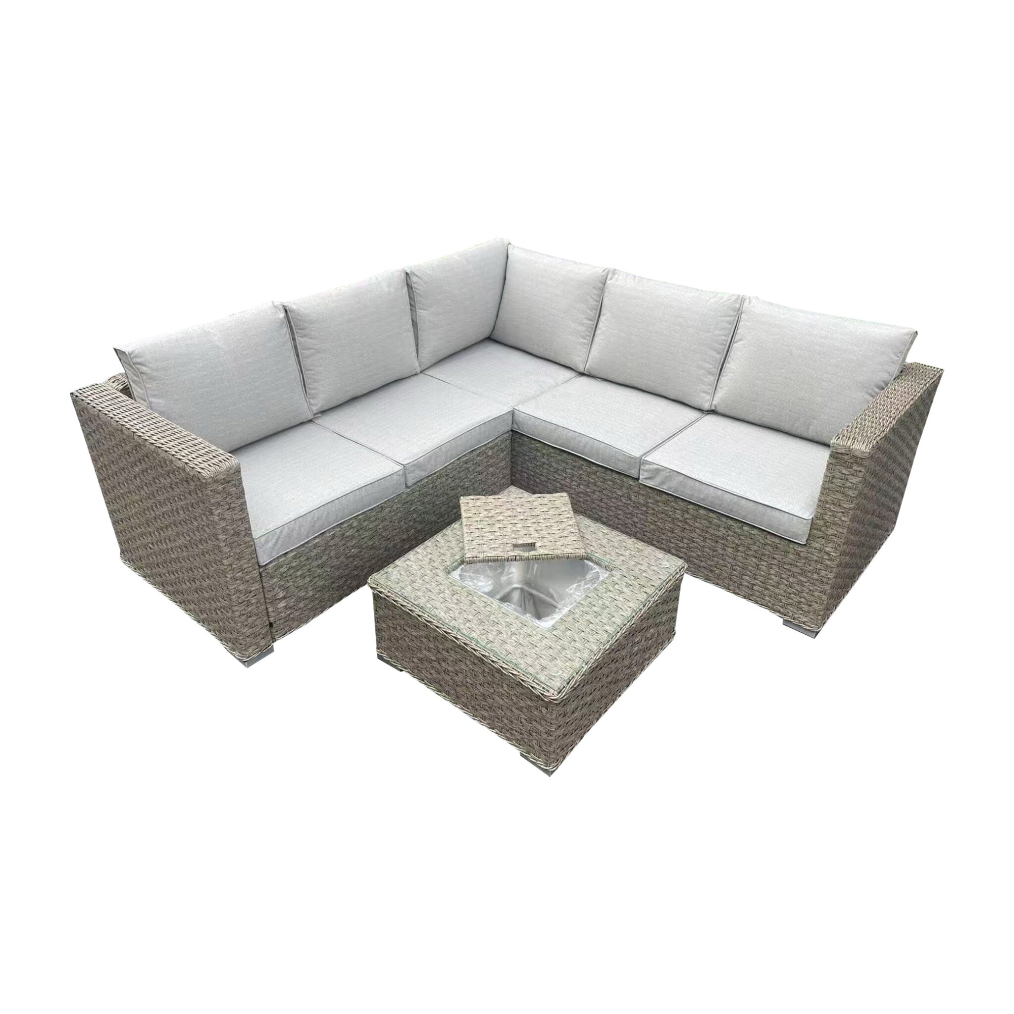 Outdoor - Corner Sofa Set with Ice Bucket - Available in Brown or Grey