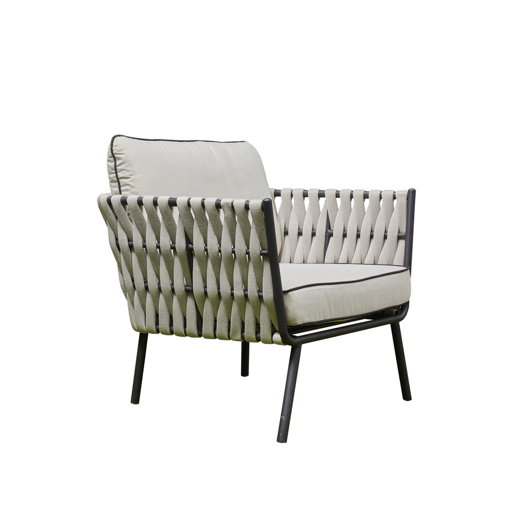 Outdoor - Aluminium & Rope Lounge Set - Grey