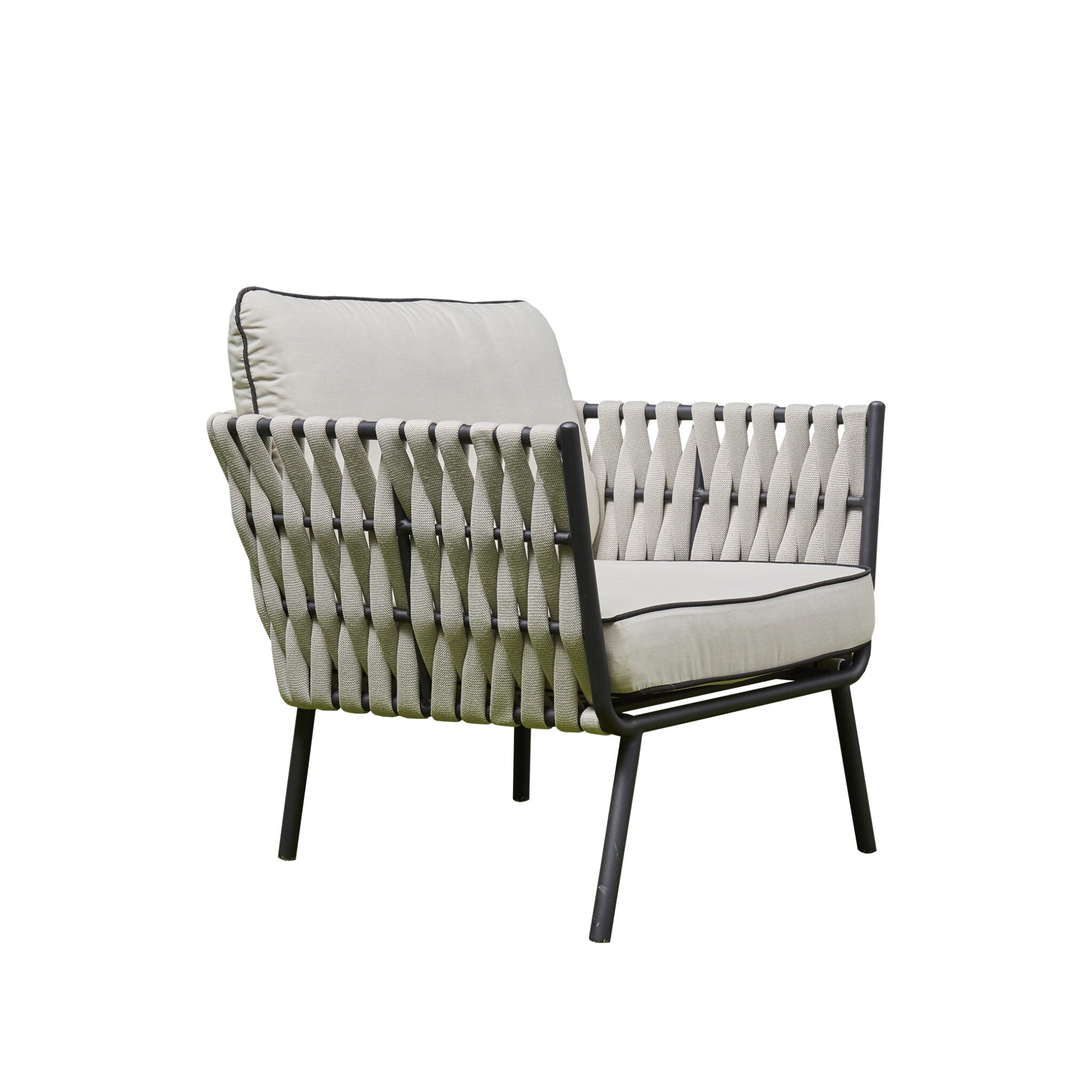 Outdoor - Aluminium & Rope Lounge Set - Grey