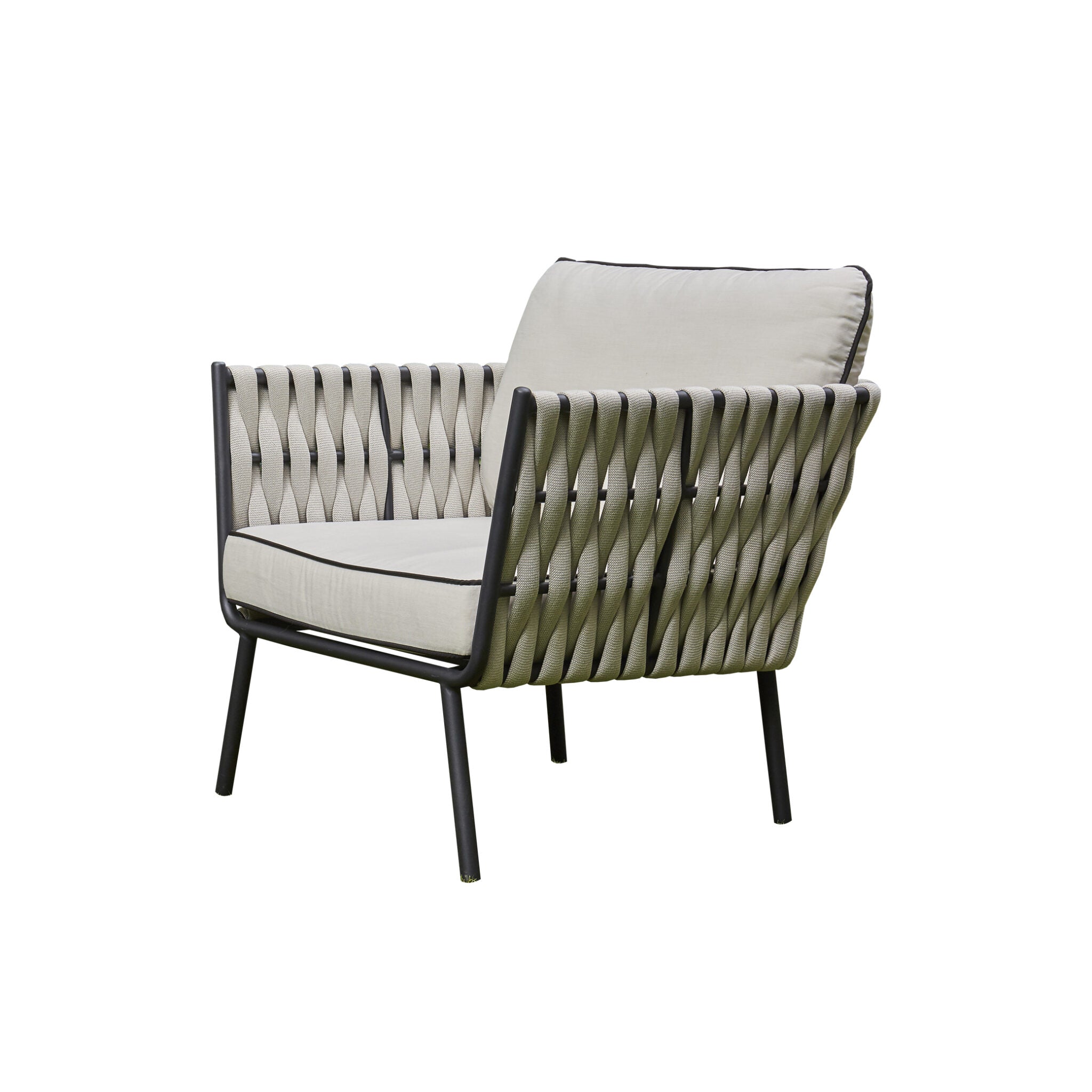 Outdoor - Aluminium & Rope Lounge Set - Grey