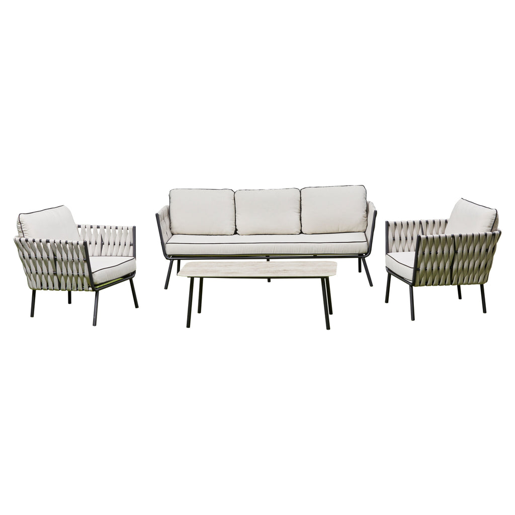 Outdoor - Aluminium & Rope Lounge Set - Grey