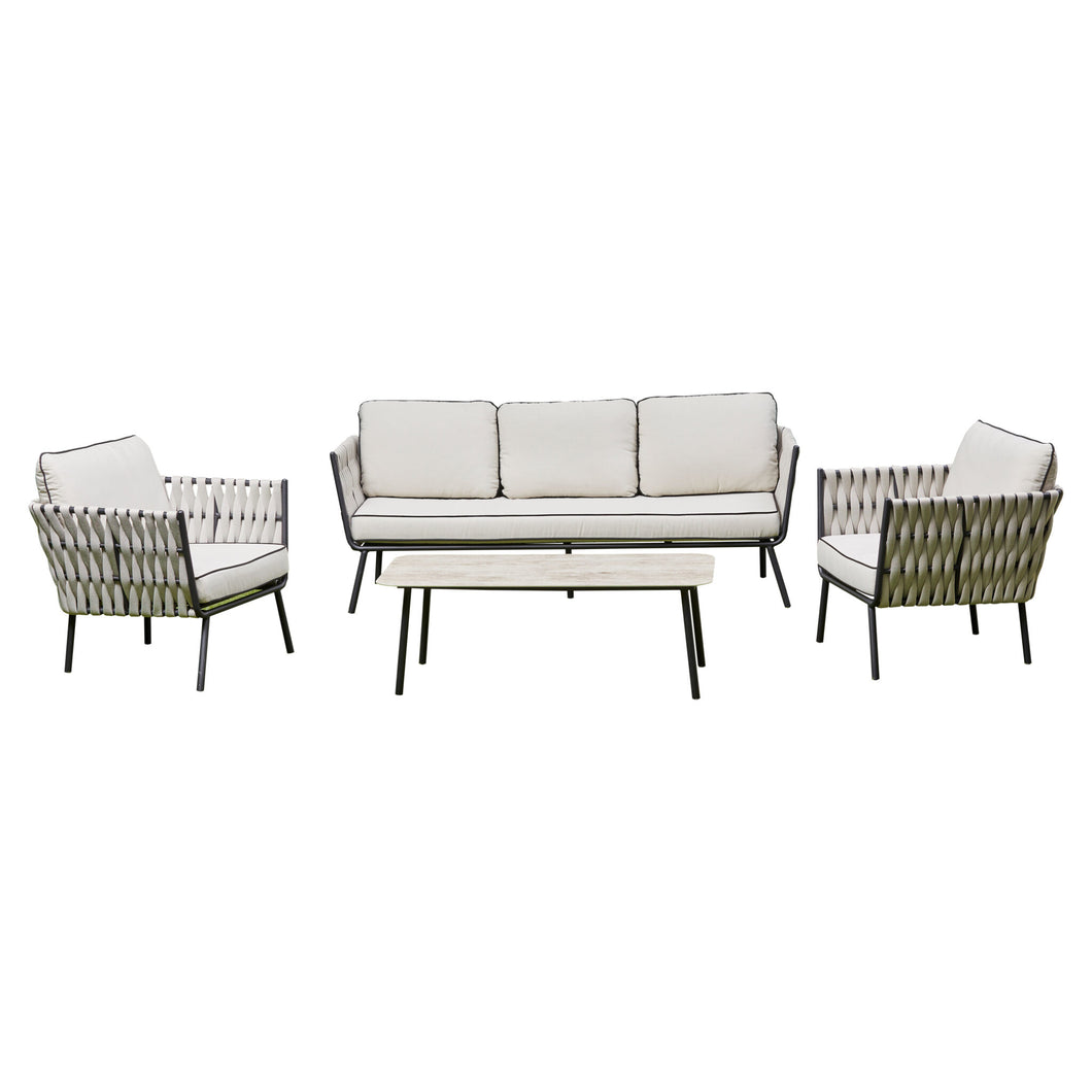 Outdoor - Aluminium & Rope Lounge Set - Grey