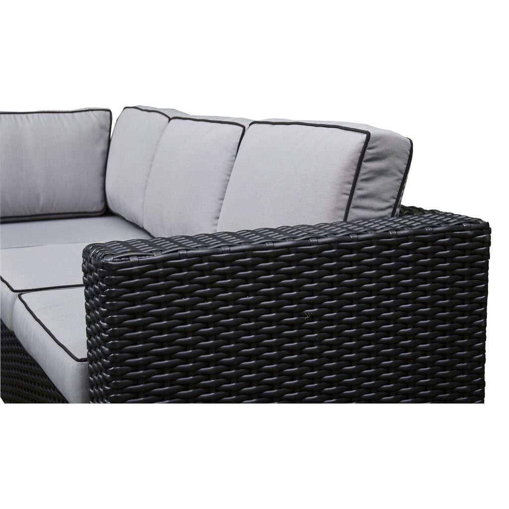 Outdoor - Corner Rising Firepit Dining Set in Black