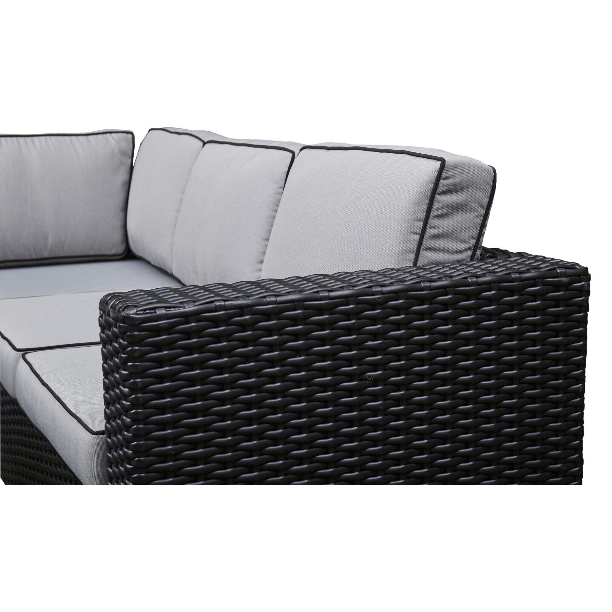 Outdoor - Corner Rising Firepit Dining Set in Black