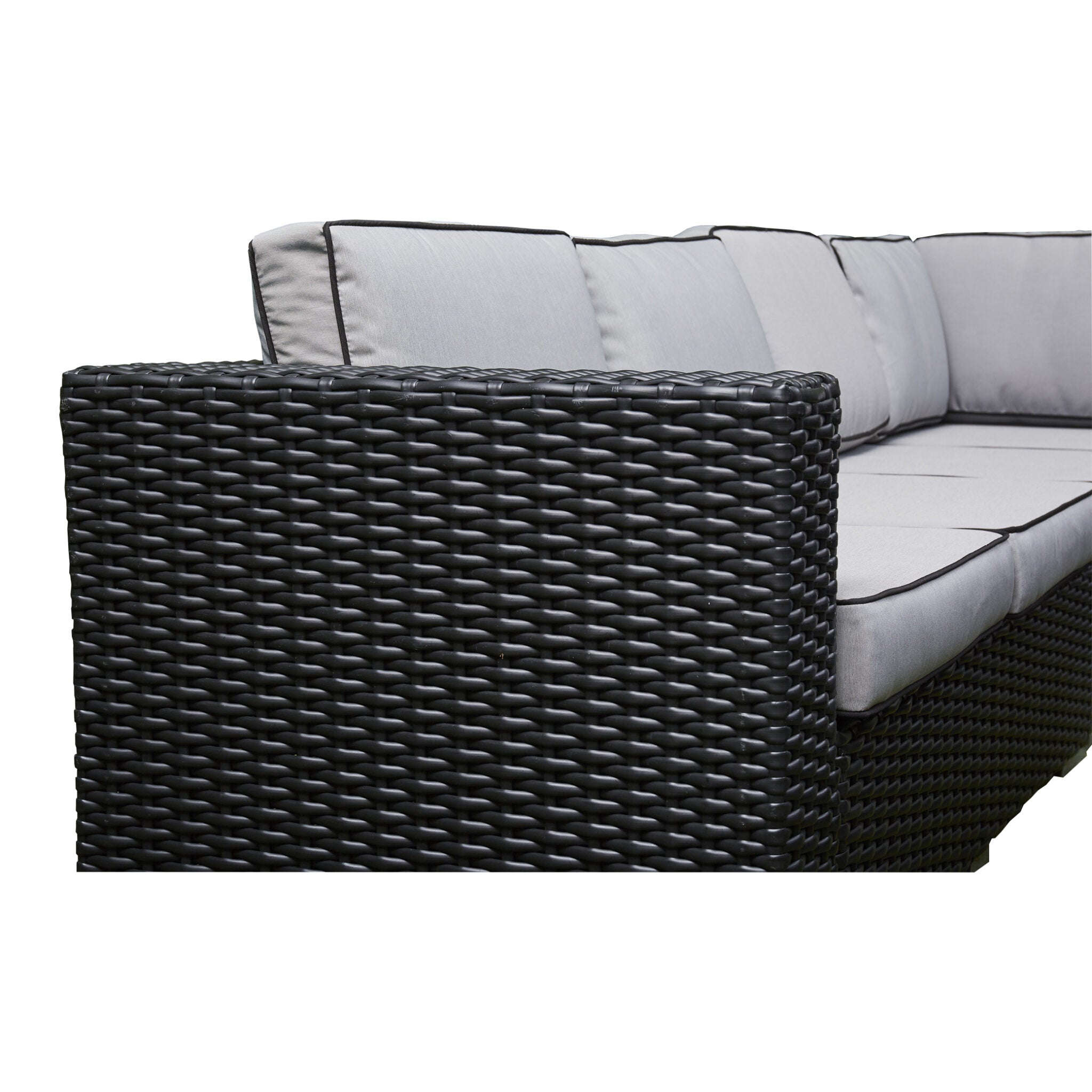 Outdoor - Corner Rising Firepit Dining Set in Black