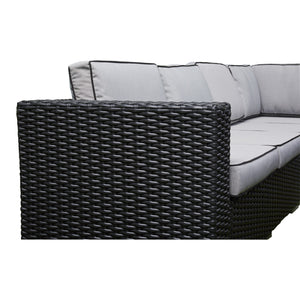 Outdoor - Corner Rising Firepit Dining Set in Black