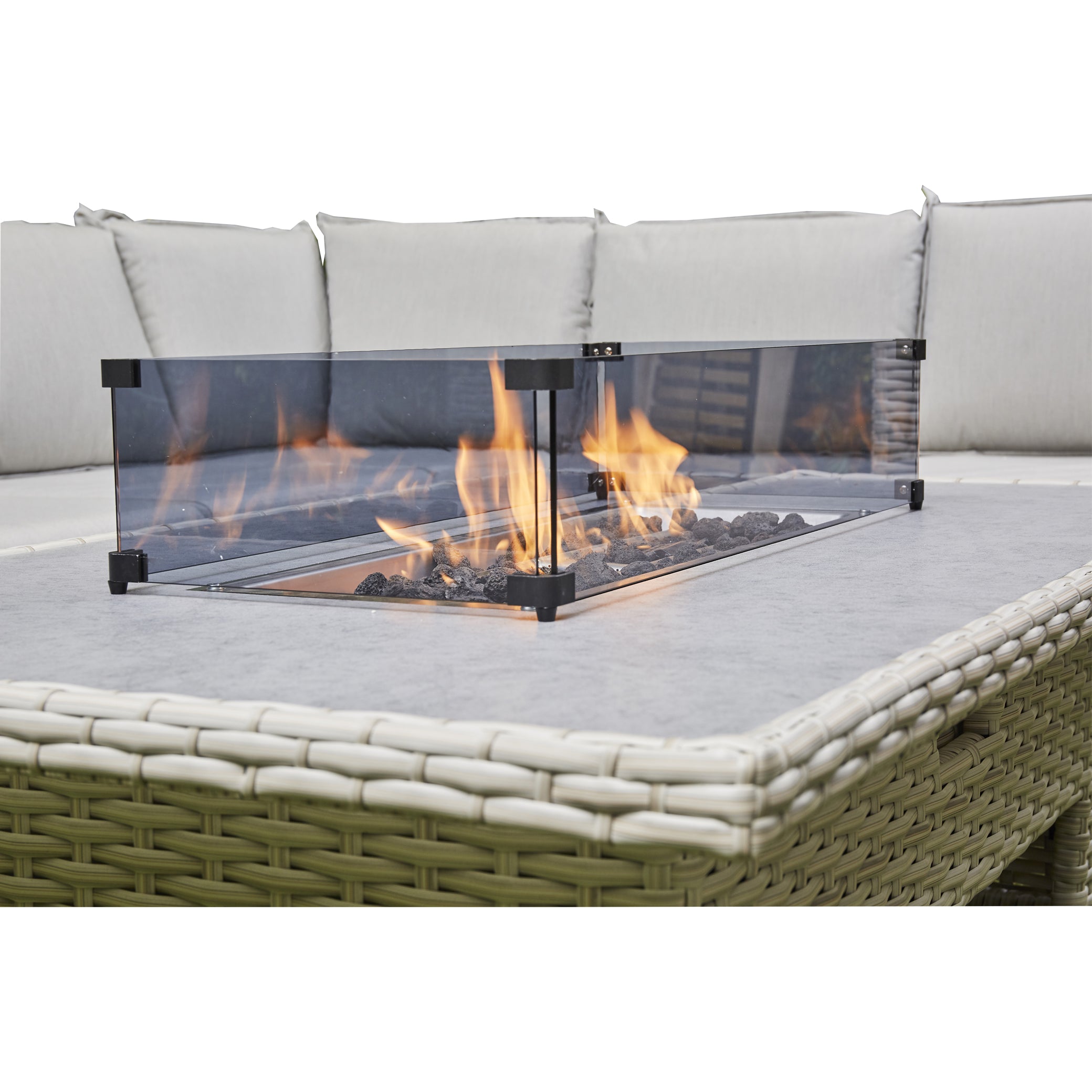 Outdoor - The  Rising Firepit Dining Set in Grey