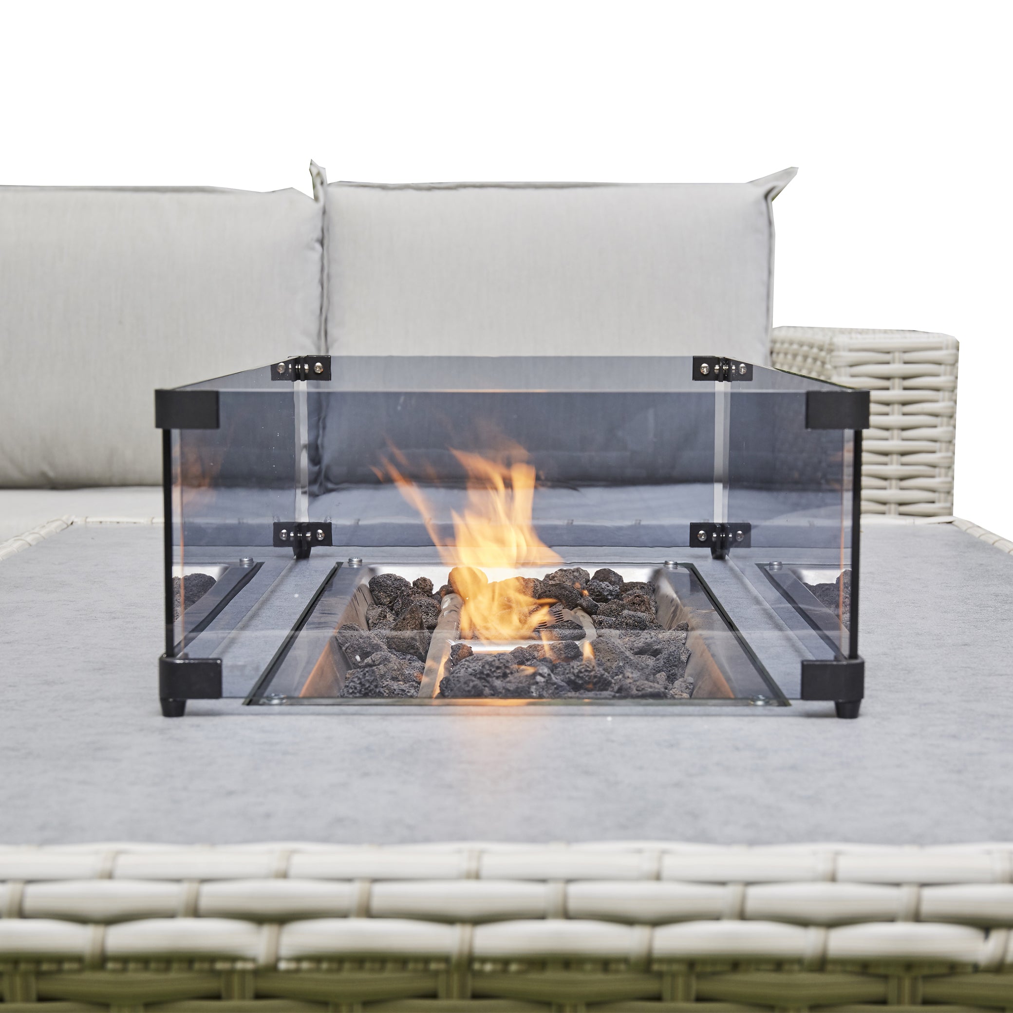 Outdoor - The  Rising Firepit Dining Set in Grey