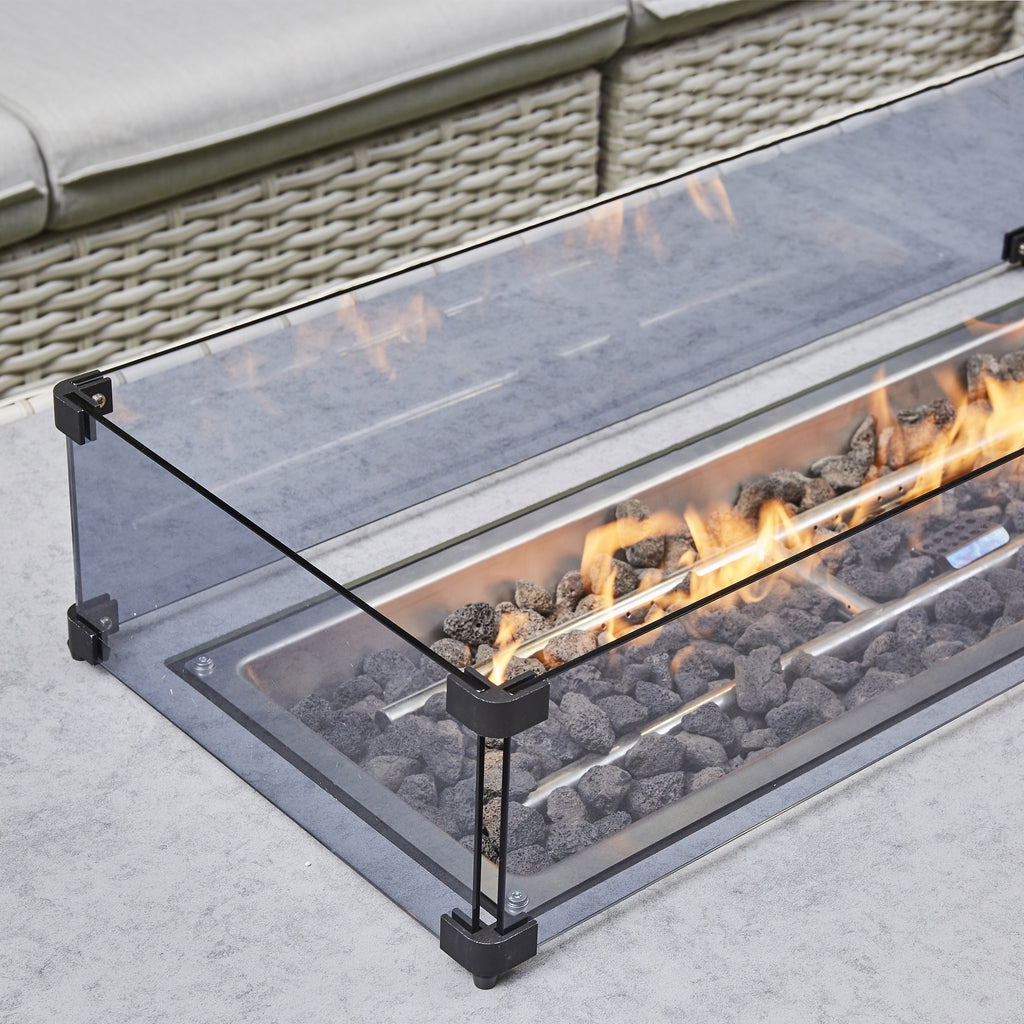 Outdoor - The  Rising Firepit Dining Set in Grey