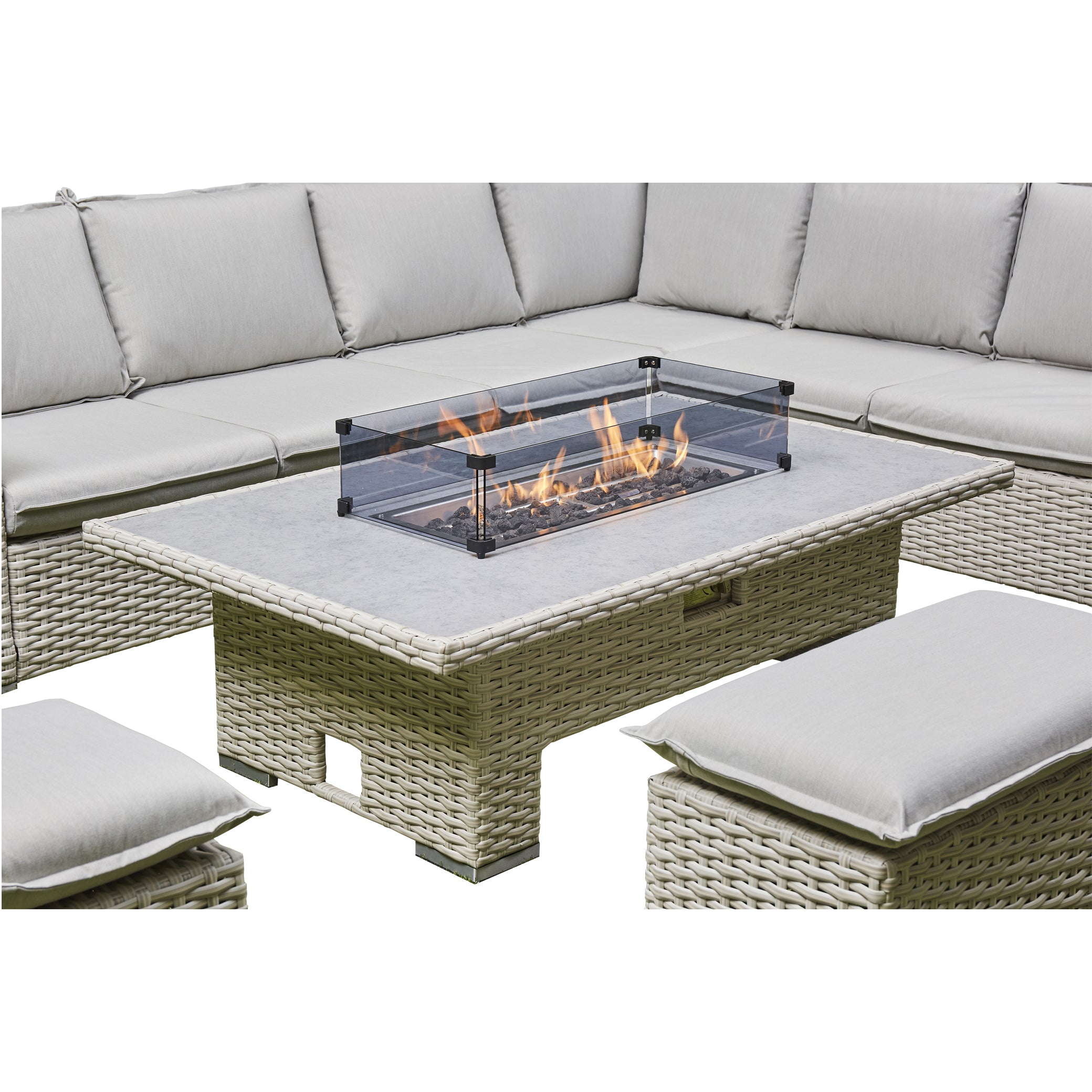 Outdoor - The  Rising Firepit Dining Set in Grey