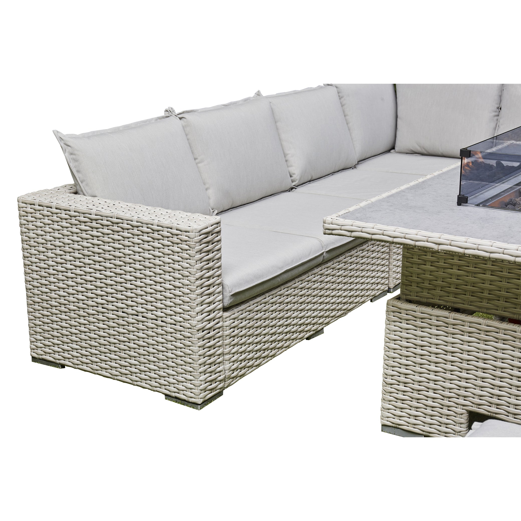 Outdoor - The  Rising Firepit Dining Set in Grey